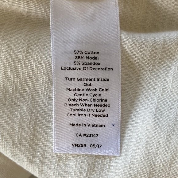 Talbots New! Embroidered Cotton Square Neck Top Long Sleeve Modal Cotton Stretch - Picture 9 of 16